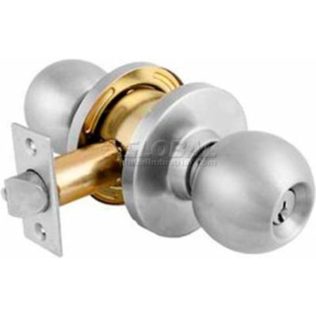 MASTER LOCK Master Lock Commercial Cylindrical Lockset Ball Knob, Classroom, Brushed Chrome BLC0932DKA4